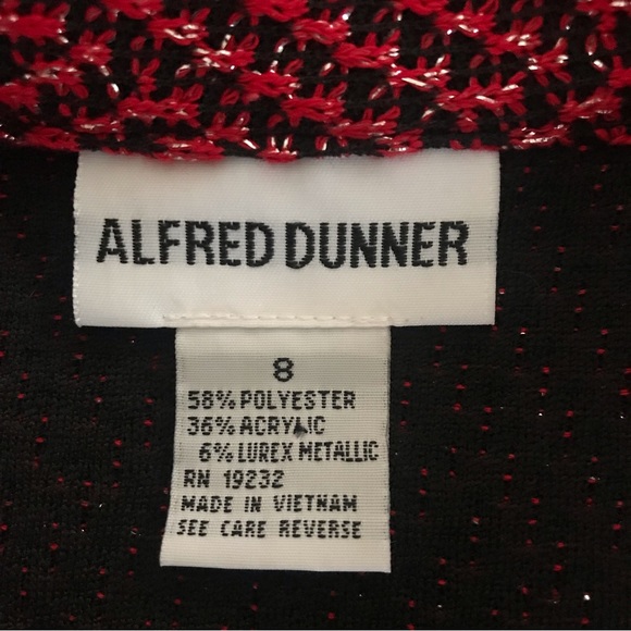 Alfred Dunner Red w Silver Lurex Thread Full Zip Jacket , 8 - Picture 6 of 7